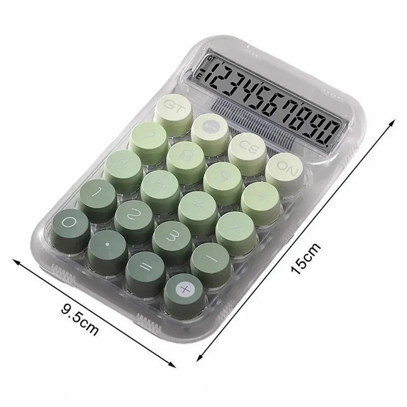 819Pro مفتاح ميكانيكي شفاف على شكل قبعة مستديرة مع آلة حاسبة - أخضر