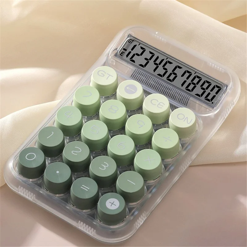 819Pro مفتاح ميكانيكي شفاف على شكل قبعة مستديرة مع آلة حاسبة - أخضر