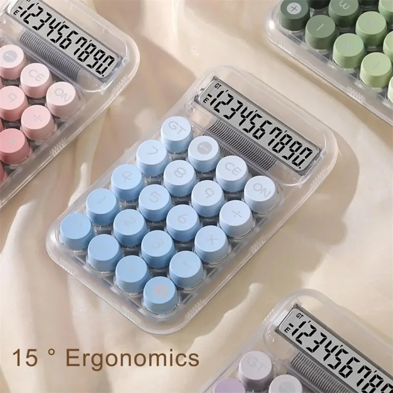 819Pro مفتاح ميكانيكي شفاف على شكل قبعة مستديرة مع آلة حاسبة - أخضر