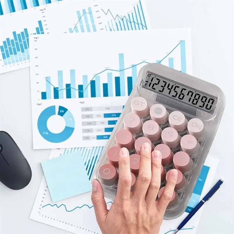 819Pro مفتاح ميكانيكي شفاف على شكل قبعة مستديرة مع آلة حاسبة - أخضر