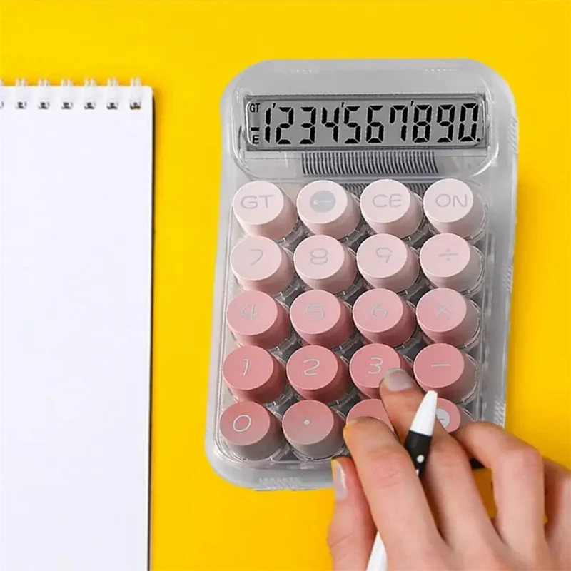 819Pro مفتاح ميكانيكي شفاف على شكل قبعة مستديرة مع آلة حاسبة - أخضر