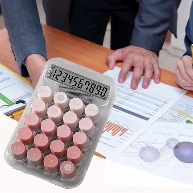 819Pro مفتاح ميكانيكي شفاف على شكل قبعة مستديرة مع آلة حاسبة - أخضر