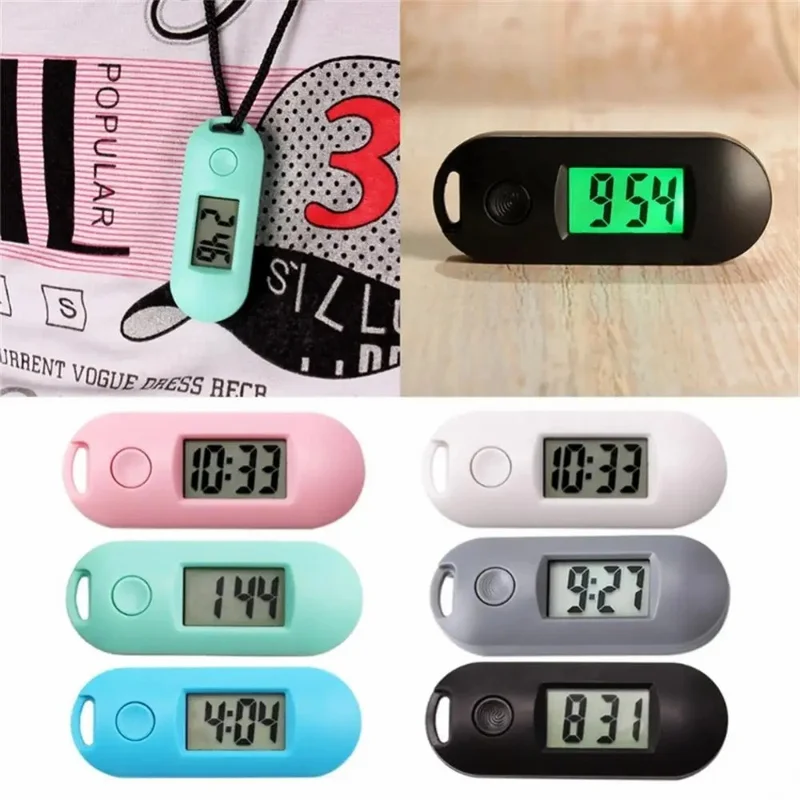 QY2098 Student Oval Luminous Keychain Hanging Watch Mute Digital Electronic Watch - Black