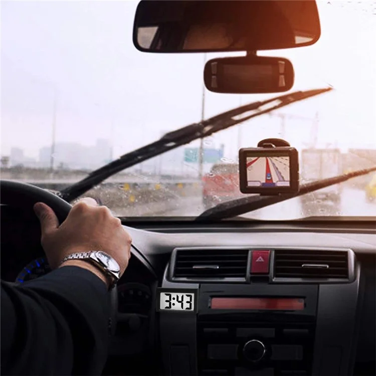 Y-2020 Mini Tragbarer Einfacher Quadratischer Leiser Digitaler Uhr Auto Zuhause Elektronische Uhr - Schwarz