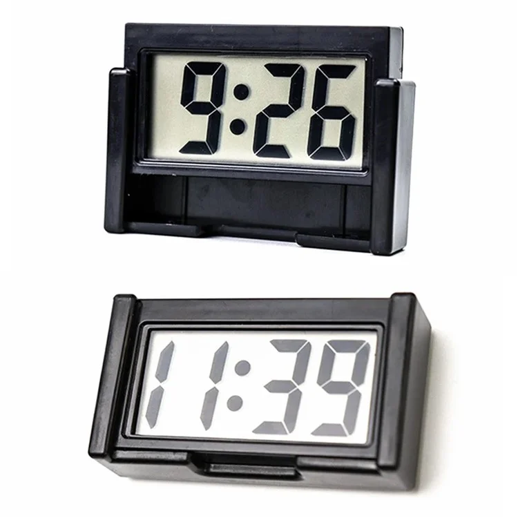 Y-2020 Mini Tragbarer Einfacher Quadratischer Leiser Digitaler Uhr Auto Zuhause Elektronische Uhr - Schwarz