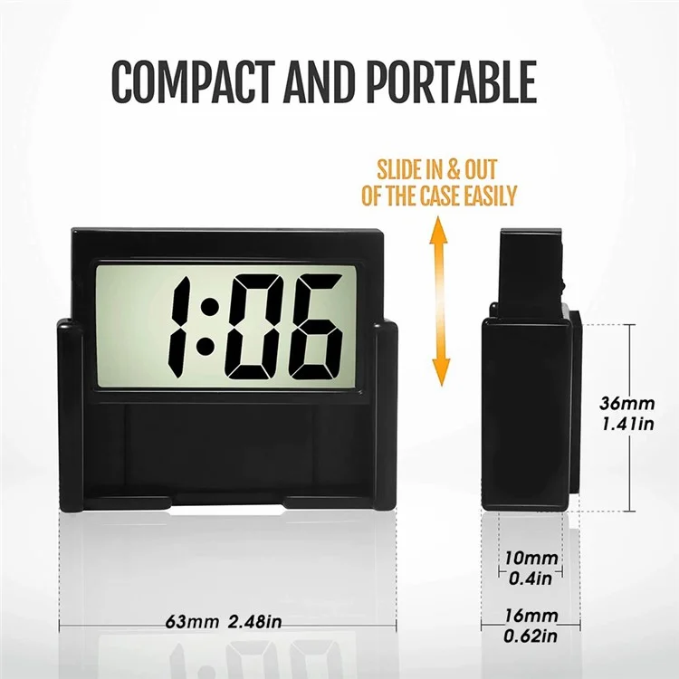 Y-2020 Mini Portatile Semplice Simple Square Digital Clock Car Orologio Elettronico - Nero