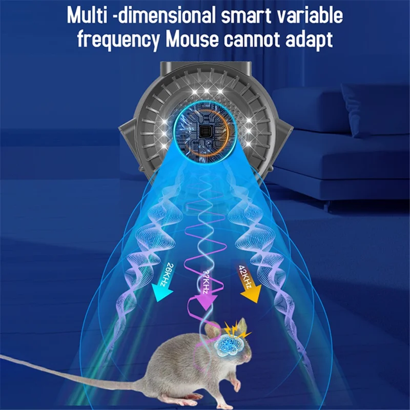 360-Degree High-Power Ultrasonic Pest Repeller with LED Light - Black  /  EU Plug