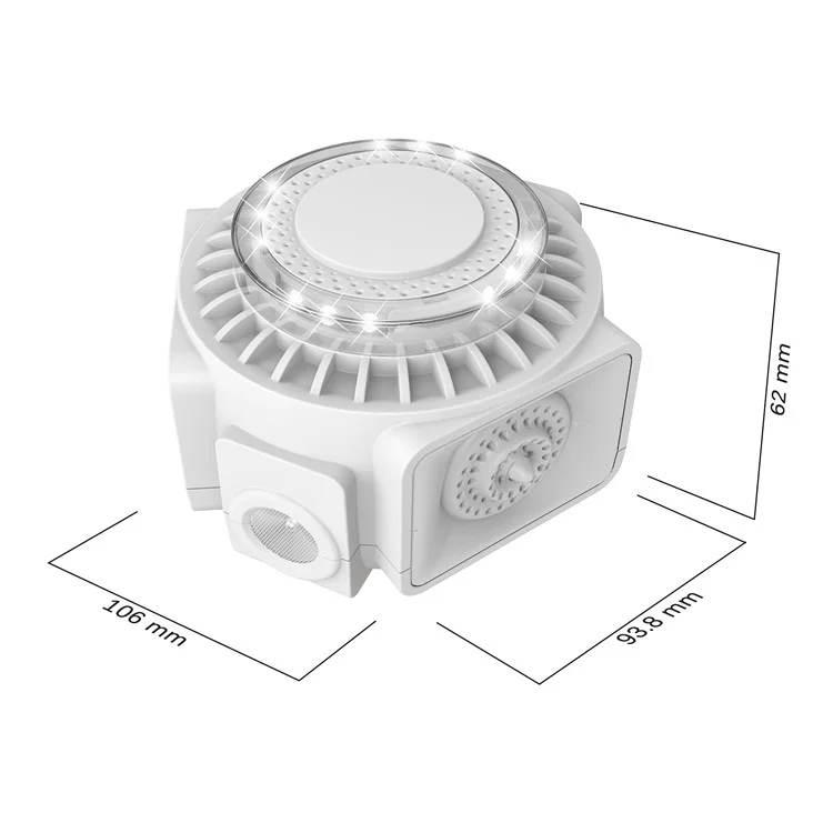 360-Degree High-Power Ultrasonic Pest Repeller with LED Light - White  /  US Plug