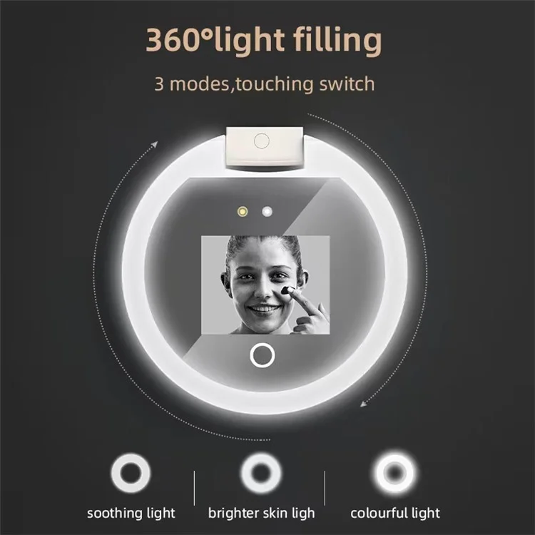 YS002 Smart Makeup Mirror Built-in UV Camera for Sunscreen Test LED Handheld Cosmetic Mirror