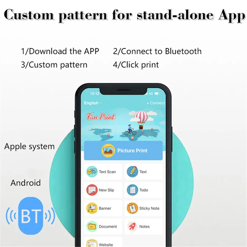 C23 Bluetooth-kompatibel Termotryckare Trådlös Mini Ficktumaskin, Standardversion - Blå