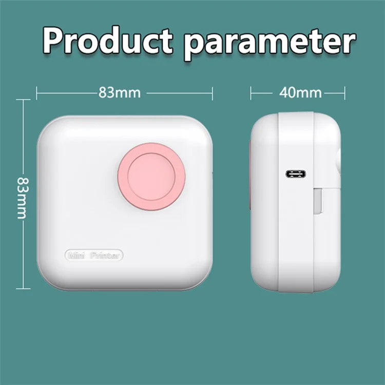 M2 Portable Wireless Thermal Photo Printer Pocket Label Maker, Standard Version - Pink