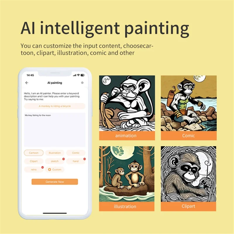 X7 Breathing Light Mini Portable Printer Wireless Thermal Photo Pocket Printer, Standard Version - Yellow