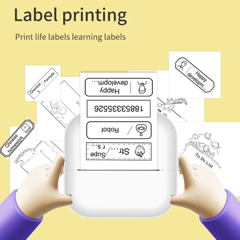 X7 Breathing Light Mini Portable Printer Wireless Thermal Photo Pocket Printer, Standard Version - Yellow