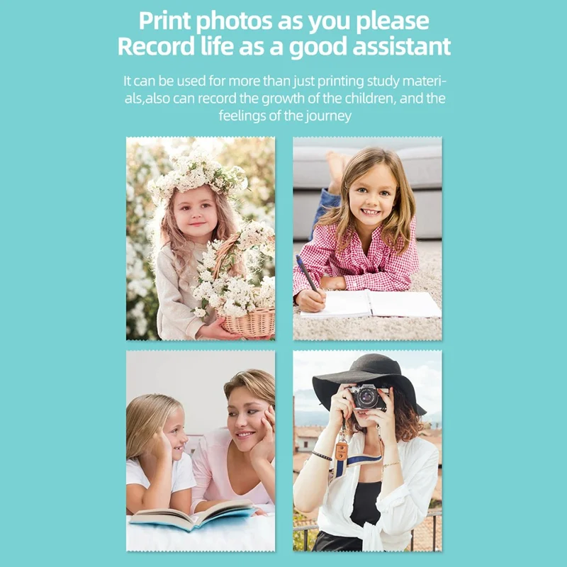 A31 Przenośny minidrukarka termiczna z naklejkami, przenośna, z obsługą Bluetooth, drukarka błędów dla studentów, wersja standardowa - różowy