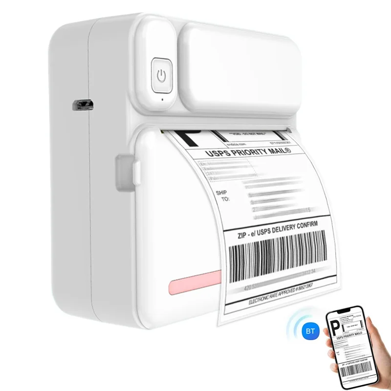 Impresora térmica mini C19 compatible con Bluetooth, Pegatina adhesiva para estudiantes, Impresora de etiquetas inteligente, Versión estándar - Rosa