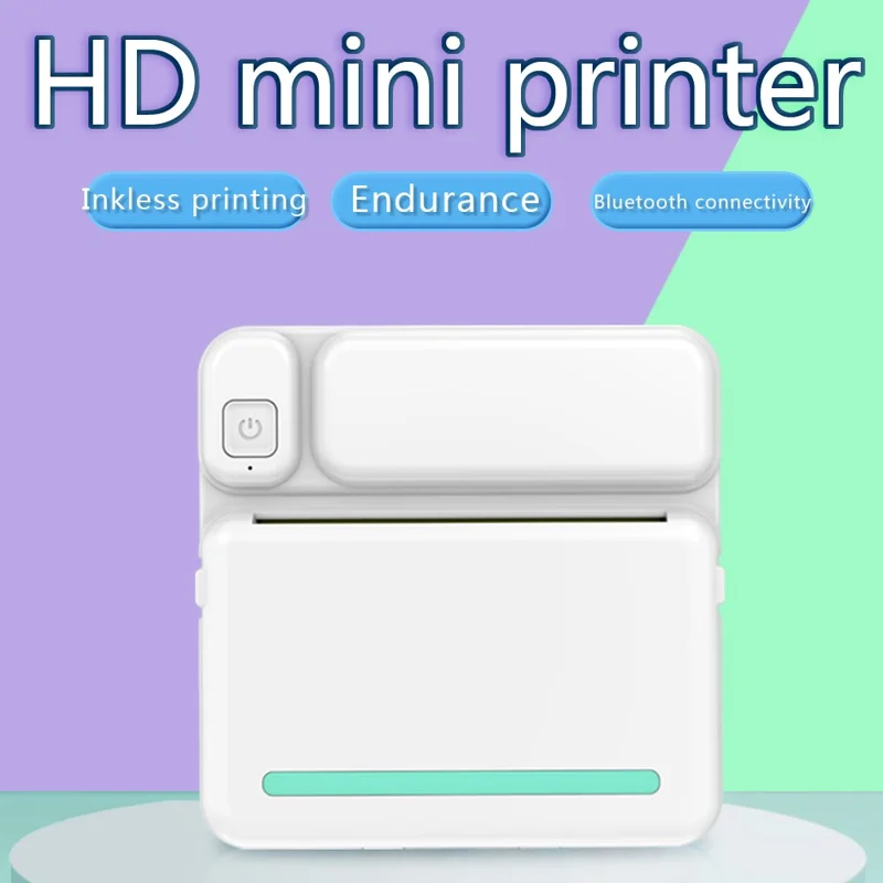 Impresora térmica mini C19 compatible con Bluetooth, Pegatina adhesiva para estudiantes, Impresora de etiquetas inteligente, Versión estándar - Rosa