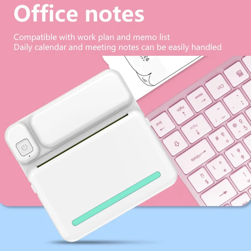 Impresora térmica mini C19 compatible con Bluetooth, Pegatina adhesiva para estudiantes, Impresora de etiquetas inteligente, Versión estándar - Rosa