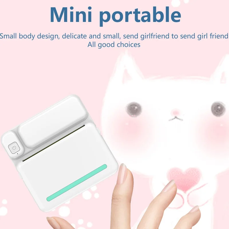Impresora térmica mini C19 compatible con Bluetooth, Pegatina adhesiva para estudiantes, Impresora de etiquetas inteligente, Versión estándar - Rosa