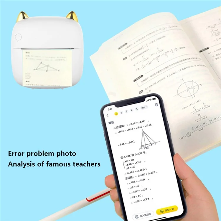 C23 Bluetooth Thermodrucker Kabellos Mini-Drucker mit Thermopapier und Kreide - Weiß