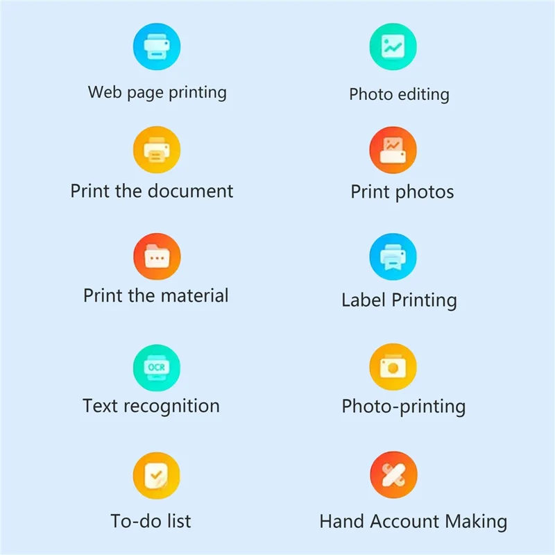 C22 Pocket Printer Bluetooth-compatible Inkless Mini Sticker Printer Colorful Atmosphere Light - White