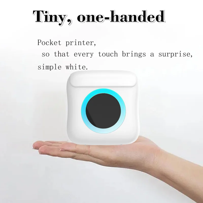 C22 Pocket Printer Bluetooth-compatible Inkless Mini Sticker Printer Colorful Atmosphere Light - White