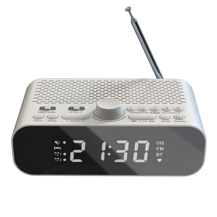 BT-A5 Multi-function Bedside Alarm Clock Hi-Fi Bluetooth-compatible Speaker FM Radio