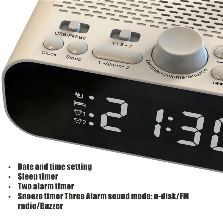 BT-A5 Multi-function Bedside Alarm Clock Hi-Fi Bluetooth-compatible Speaker FM Radio