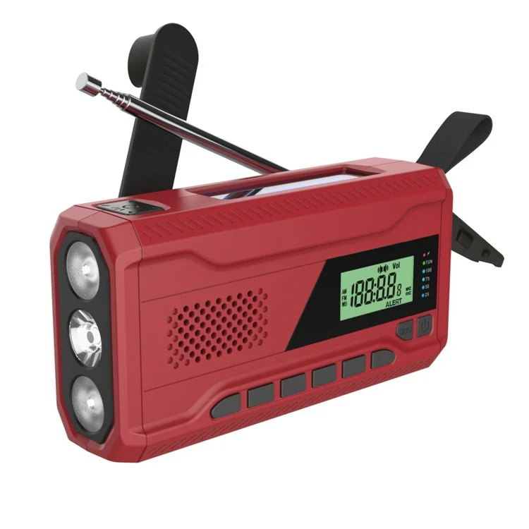 WR-6A SOS Alarm Outdoor Solar Powered Hand Crank Emergency Radio Support FM / AM / WB