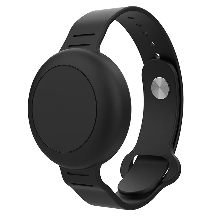 Para Apple AirTag Tracker Watch Band Design Cubierta protectora impermeable Correa de muñeca de silicona - Negro