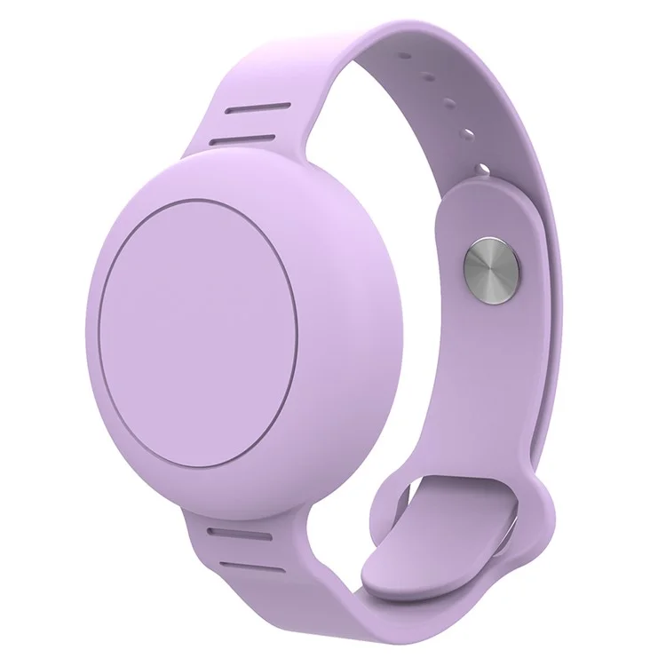For Apple AirTag Tracker Watch Band Design Waterproof Protective Cover Silicone Wrist Strap - Purple