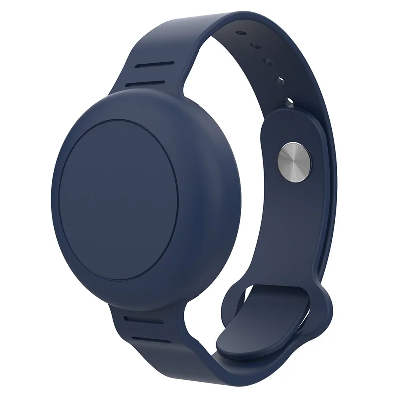 For Apple AirTag Tracker Watch Band Design Waterproof Protective Cover Silicone Wrist Strap - Blue