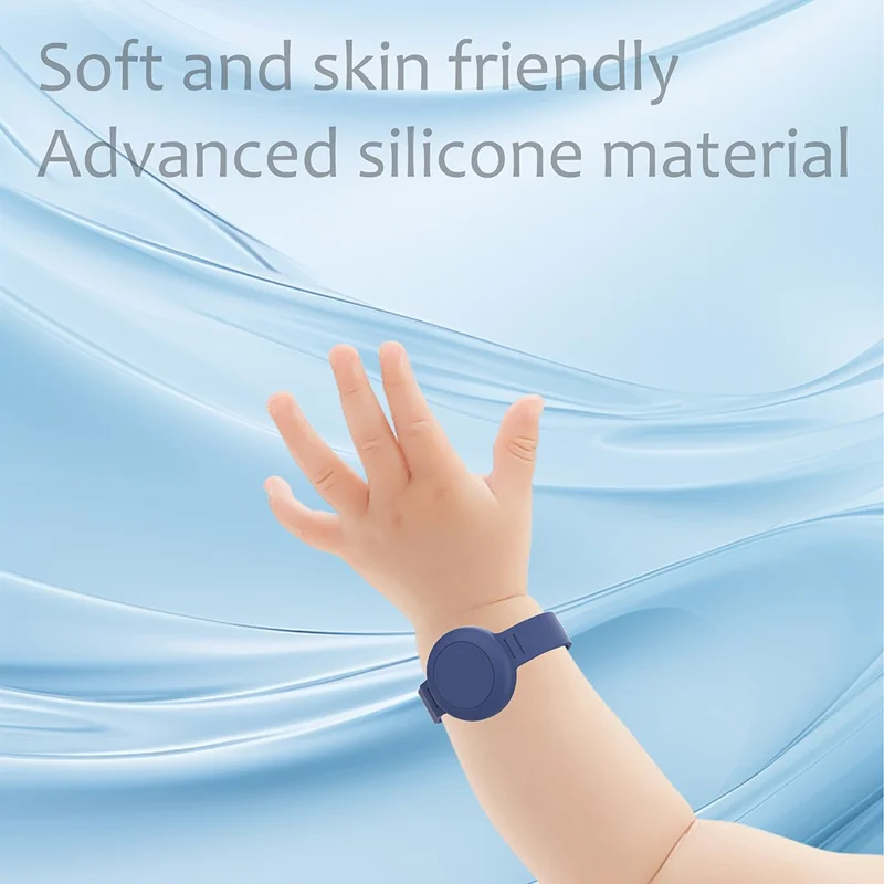 For Apple AirTag Tracker Watch Band Design Waterproof Protective Cover Silicone Wrist Strap - Blue