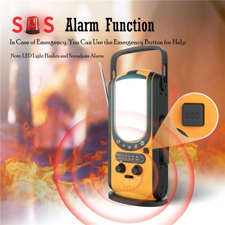 md-099 Outdoor Emergency 6000mAh Power Bank Multi-function Hand Crank Solar Radio, European Version