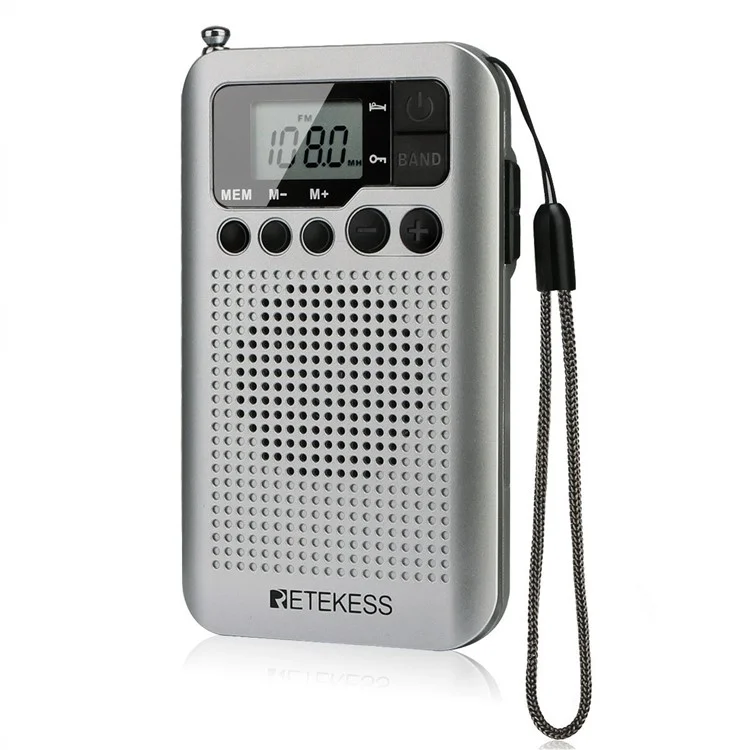 RETEKESS TR106 Portable AM FM Radio Stereo Digital Clock Radio with Lanyard