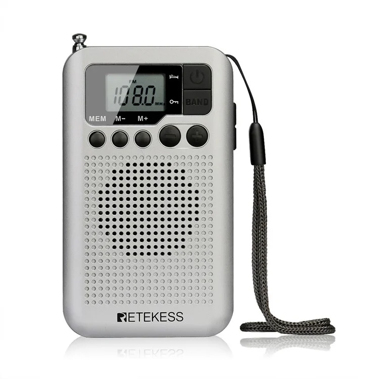 RETEKESS TR106 Portable AM FM Radio Stereo Digital Clock Radio with Lanyard