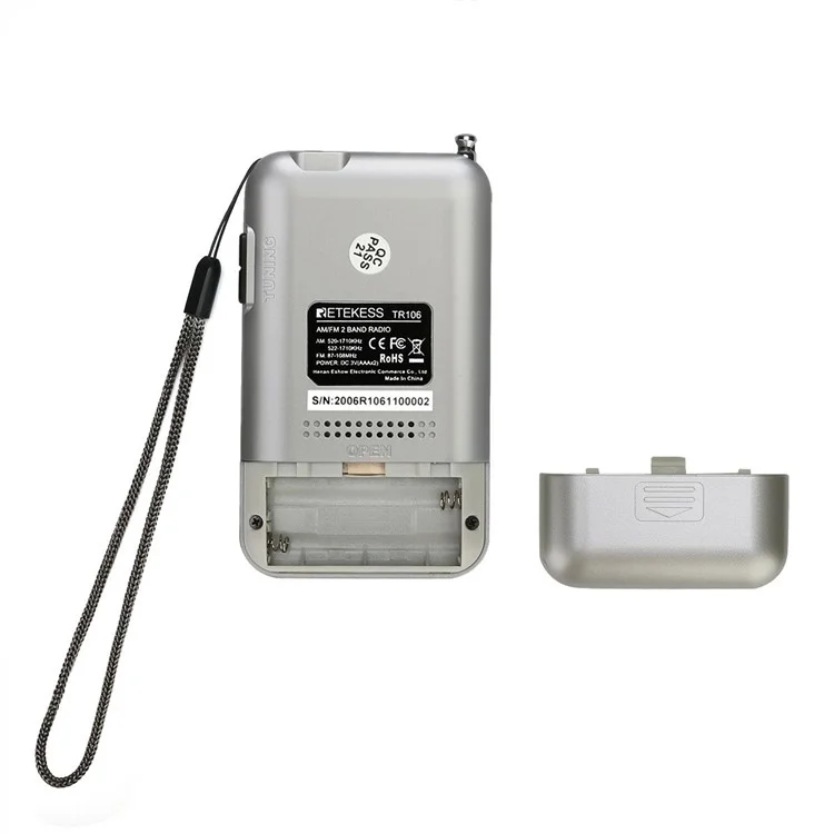 RETEKESS TR106 Radio Portátil AM FM Estéreo Reloj Digital con Cordón