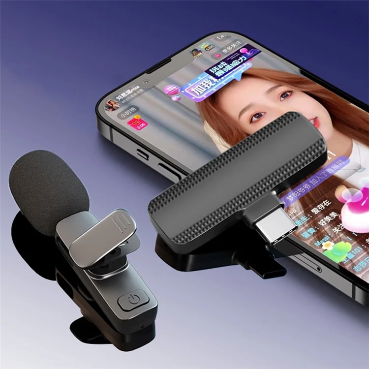 Micrófono Wireless Lavalier (2 Micrófonos+1 Receptor) USB-C Teléfono de Ruido Cancelación Para Grabación de Video Vlog