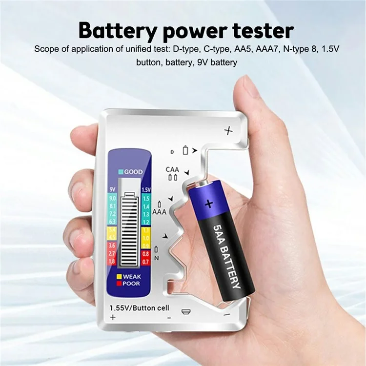 BT886 Battery Power Tester Affichage Numérique Indicateur de Capacité de Batterie Portable - Noir