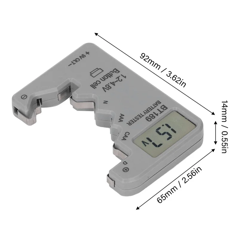 BT189 LCD Screen Battery Tester Universal Button Cell D N AA AAA 9V Battery Voltage Checker - Black