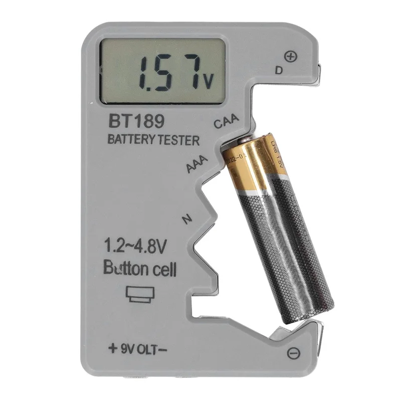 BT189 LCD Screen Battery Tester Universal Button Cell D N AA AAA 9V Battery Voltage Checker - Black