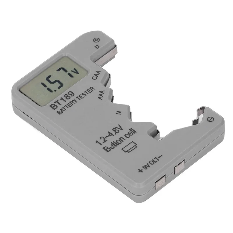 BT189 LCD Screen Battery Tester Universal Button Cell D N AA AAA 9V Battery Voltage Checker - Black