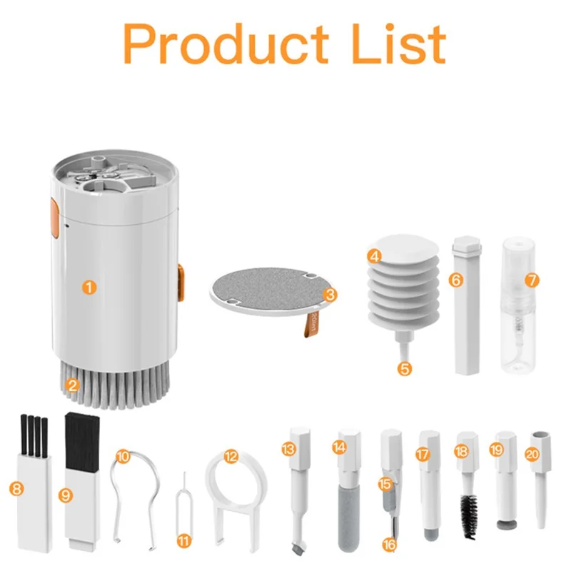 20-in-1 Laptop Screen Keyboard Cleaner Kit Multifunctional Electronics Device Cleaning Tool - Black