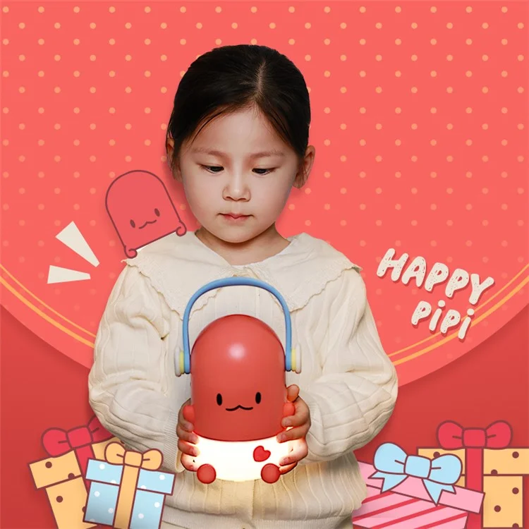 ICARER FAMILY IF-PI001 Cartoon Pipi Night Light 3 Brightness Adjustable Desk Lamp - Red