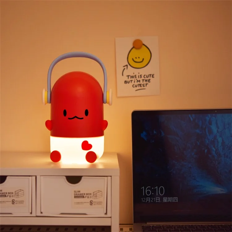 ICARER FAMILY IF-PI001 Cartoon Pipi Night Light 3 Brightness Adjustable Desk Lamp - Red