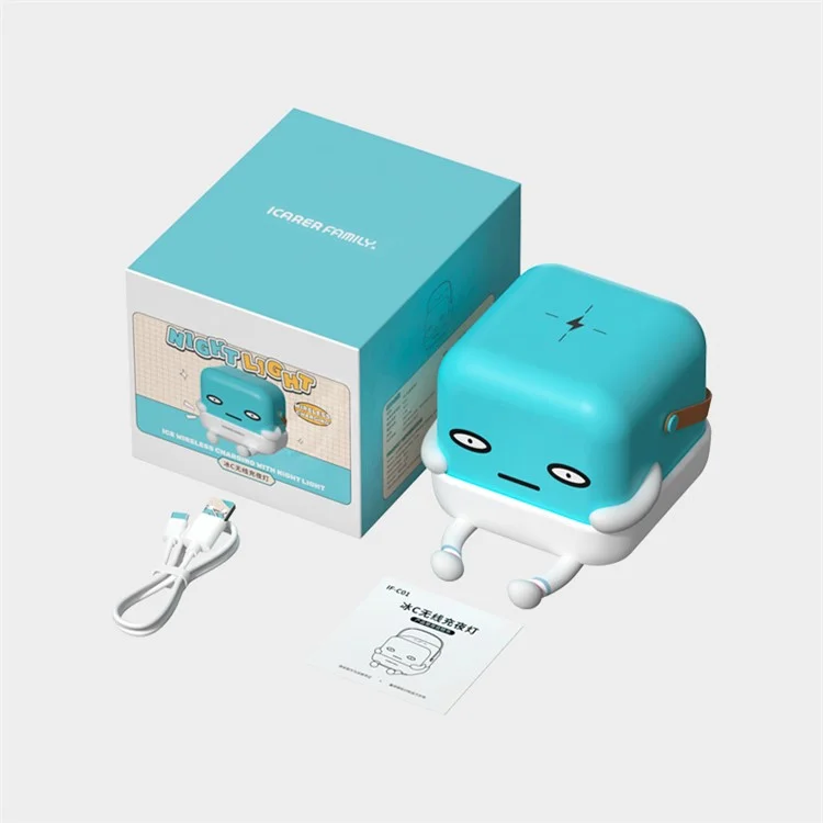 ICARER FAMILY IF-C01 Ice-C Мультяшный Беспроводная зарядка Ночной свет с кожаной ручкой