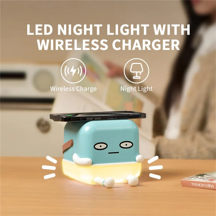 ICARER Familia IF-C01 Ice-C Cartoon Wireless Carging Night Light Con Mango de Cuero