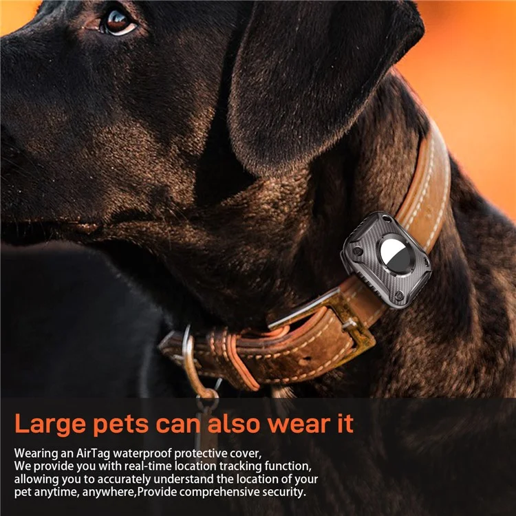 Para Apple Airtag TPU Case Impermeable Protector Contra el Collar de Mascotas Anti-lost Locador - Negro