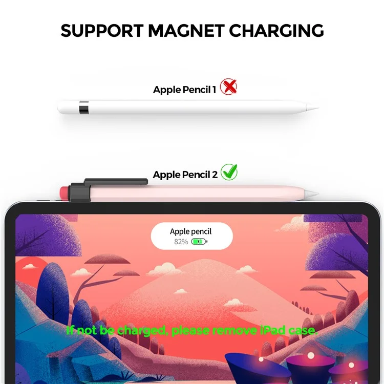 Ahastyle PT180-2-K Para Apple Pencil (segunda Generación) Cubierta Protectora de Lápiz de Manga Retro de Silicona - Rosa