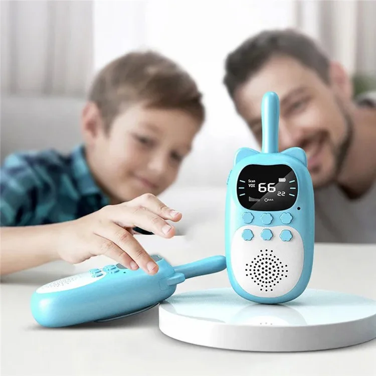 DJ200 1 Paire de Talkies-Walkies Enfants Dessin Animé Interaction Parent-Enfant Sans Fil Interphone Portatif - Bleu