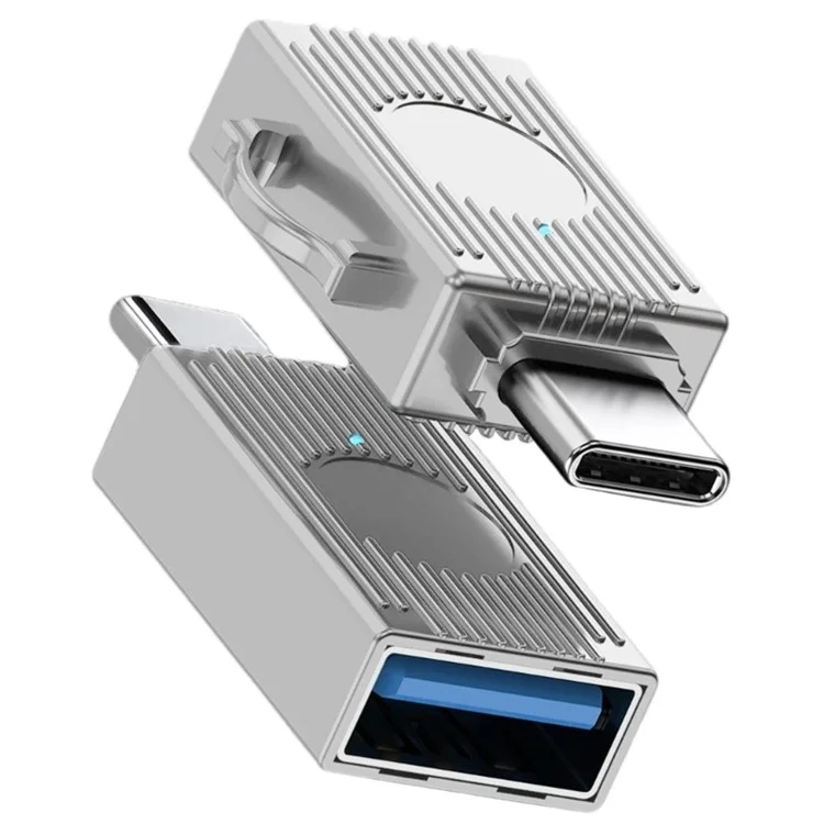 Convertisseur USB vers Type-C 3.0 JS-103 Disque USB Haute Vitesse en Alliage de Zinc OTG Adaptateur pour Ordinateur Portable - Argent